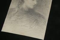 Portrait d'une femme - Dessin au crayon d'Adolphe Leleux