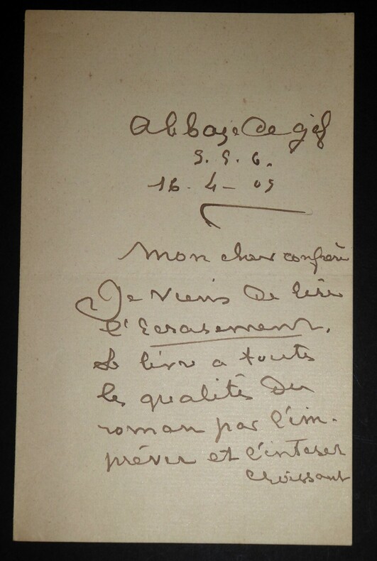 LETTRE AUTOGRAPHE SIGN&Eacute;E, 1905. Juliette Adam