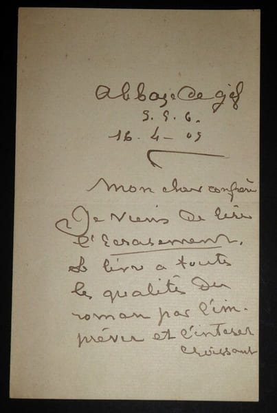 LETTRE AUTOGRAPHE SIGN&Eacute;E, 1905. Juliette Adam