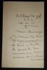 LETTRE AUTOGRAPHE SIGN&Eacute;E, 1905. Juliette Adam