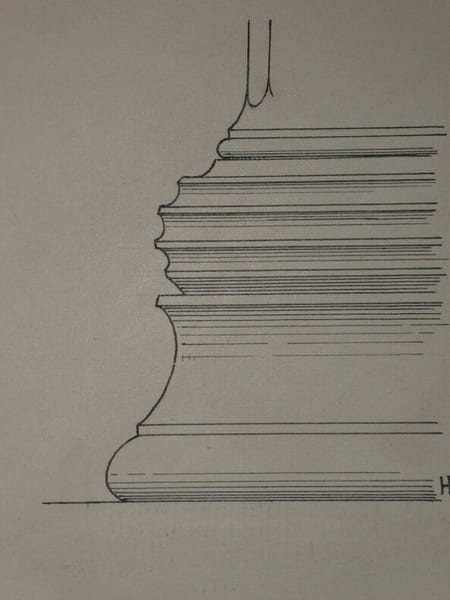 Base des colonnes du temple de la victoire Apt&egrave;re - Dessin original sign&eacute;. Louis Henri Laffill&eacute;e