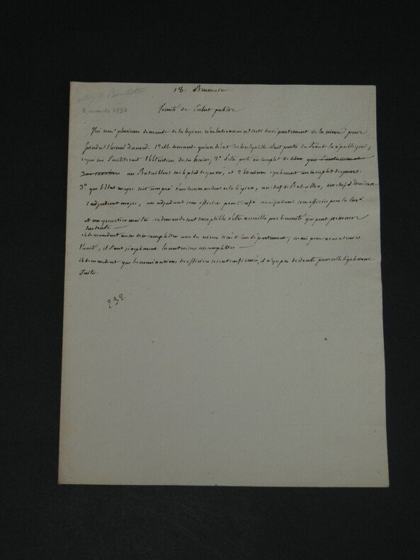 Jean Bouchotte Note autographe "Comit&eacute; du Salut Public" R&eacute;volution Terreur 1793. Jean Bouchotte