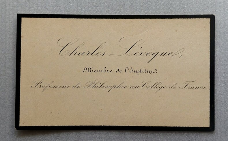 LEVEQUE Charles - CARTE DE VISITE SIMPLE, CARTE DE DEUIL, PARIS. Charles L&eacute;v&ecirc;que