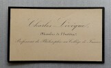 LEVEQUE Charles - CARTE DE VISITE SIMPLE, CARTE DE DEUIL, PARIS. Charles L&eacute;v&ecirc;que
