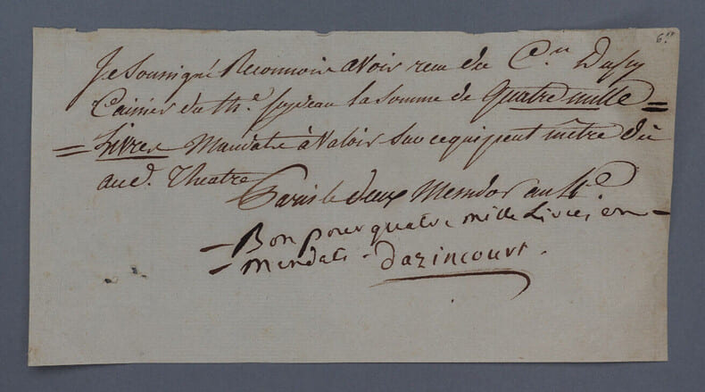 Lettre autographe sign&eacute;e de DAZINCOURT. Joseph-Jean-Baptiste ALBOUY, dit DAZINCOURT