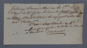 Lettre autographe sign&eacute;e de DAZINCOURT. Joseph-Jean-Baptiste ALBOUY, dit DAZINCOURT