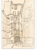 Dessin au crayon, Passage du Dragon, rue de Rennes, Paris par E. Phelipeau 1912. E. Phelipeau