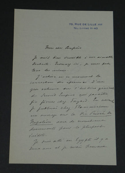 Octave AUBRY - LETTRE AUTOGRAPHE SIGN&Eacute;E &Agrave; Pierre LHOSTE - Napol&eacute;on - 1938. Octave AUBRY