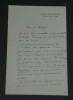 Octave AUBRY - LETTRE AUTOGRAPHE SIGN&Eacute;E &Agrave; Pierre LHOSTE - Napol&eacute;on - 1938. Octave AUBRY