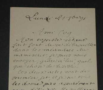 Émile BERGERAT - LETTRE AUTOGRAPHE SIGNÉE À COQUELIN AÎNÉ - 2 pages 1891