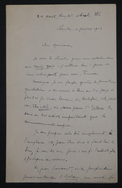 Henri de NOUSSANNE, Journaliste - LETTRE AUTOGRAPHE SIGN&Eacute;E, Londres, 1902. Henri de NOUSSANNE