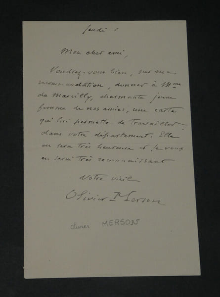 Charles Olivier Merson - LETTRE AUTOGRAPHE SIGN&Eacute;E &Agrave; "Mon cher ami". Charles-Olivier Merson