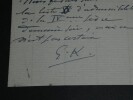 Gabriel KOENIGS, Math&eacute;maticien - LETTRE AUTOGRAPHE SIGN&Eacute;E. Gabriel KOENIGS