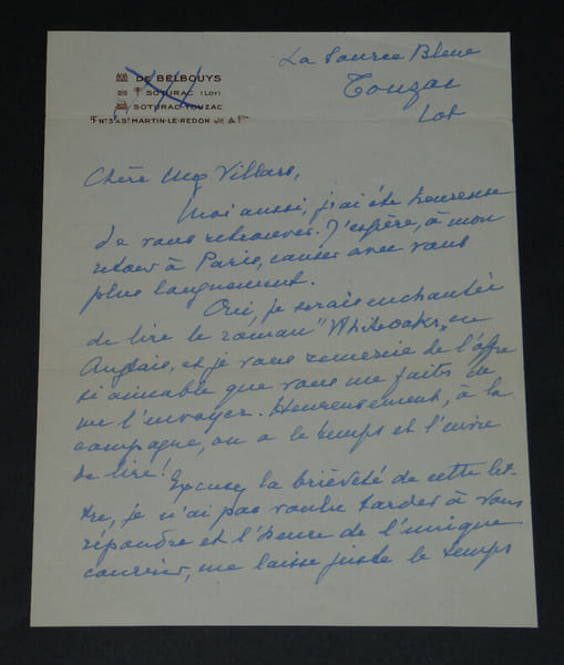 Marguerite MORENO, actrice - Lettre autographe sign&eacute;e &agrave; Mme VILLARS. Marguerite MORENO