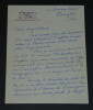 Marguerite MORENO, actrice - Lettre autographe sign&eacute;e &agrave; Mme VILLARS. Marguerite MORENO