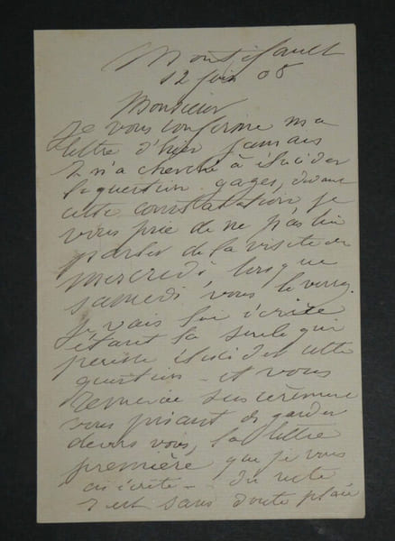 Eug&eacute;nie CASANOVA - LETTRE AUTOGRAPHE SIGN&Eacute;E, 1908, Montifault 2 pages.. Eug&eacute;nie Casanova