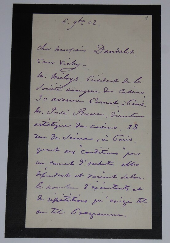 DANBE Jules - LETTRE AUTOGRAPHE SIGN&Eacute;E, VICHY 1902. Jules Danb&eacute;