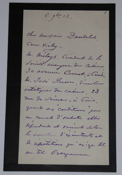 DANBE Jules - LETTRE AUTOGRAPHE SIGN&Eacute;E, VICHY 1902. Jules Danb&eacute;