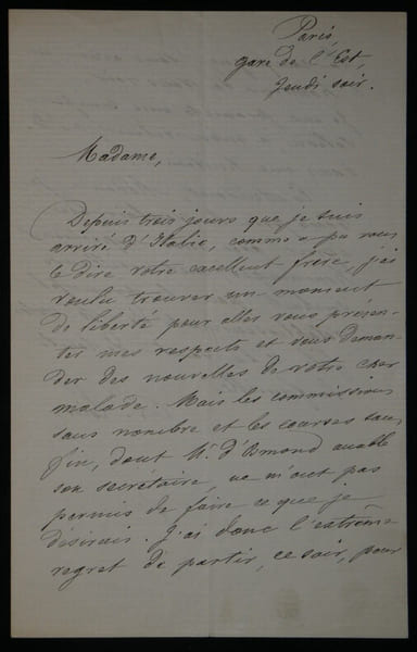 A. LOISON - Lettre Autographe sign&eacute;e, secr&eacute;taire du marquis d'Osmond. A. LOISON
