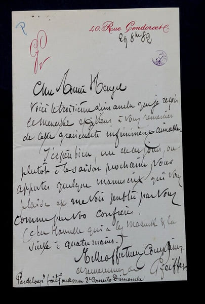 PFEIFFER Georges - LETTRE AUTOGRAPHE SIGN&Eacute;E &Agrave; HEUGEL, JOURNAL LE MENESTREL 1882. Georges Pfeiffer
