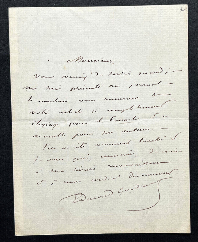 Edmond GONDINET, Librettiste - LETTRE AUTOGRAPHE SIGN&Eacute;E. Edmond GONDINET