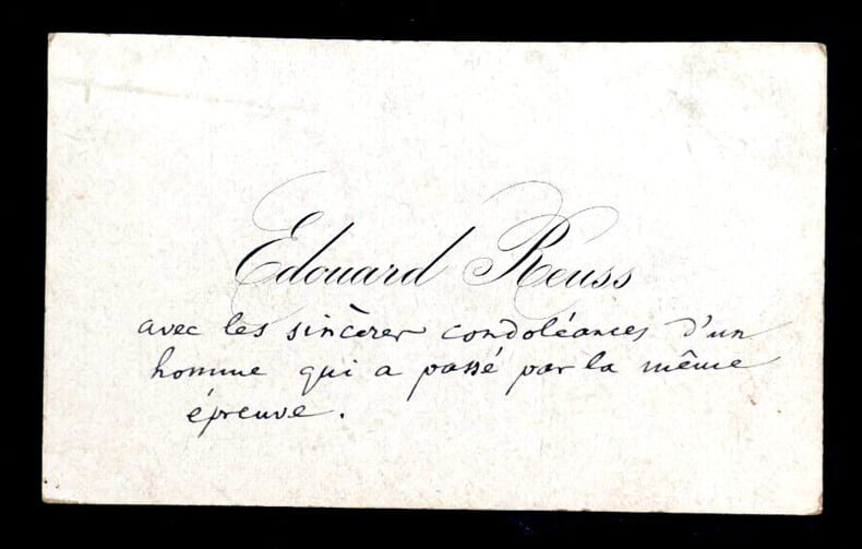 &Eacute;douard REUSS, Th&eacute;ologien - CARTE DE VISITE AUTOGRAPHE. &Eacute;douard REUSS