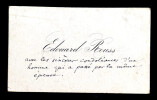 &Eacute;douard REUSS, Th&eacute;ologien - CARTE DE VISITE AUTOGRAPHE. &Eacute;douard REUSS