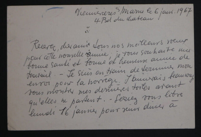 Hans SEILER, Peintre, CARTE-LETTRE AUTOGRAPHE SIGN&Eacute;E, Chennevi&egrave;res s/ Marne, 1967. Hans SEILER