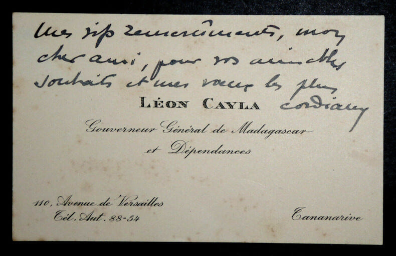 L&eacute;on CAYLA - CARTE DE VISITE AUTOGRAPHE. L&eacute;on Cayla