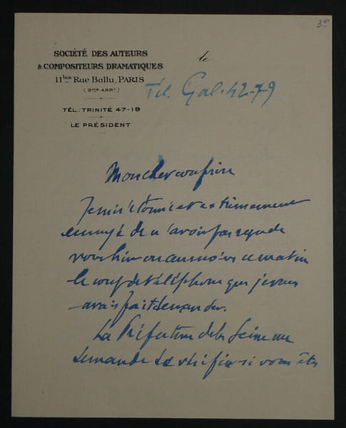 L&eacute;on XANROF, compositeur - CARTE-LETTRE AUTOGRAPHE SIGN&Eacute;E. L&eacute;on XANROF