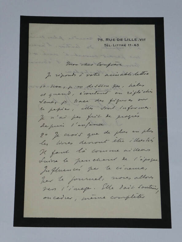 Octave AUBRY - LETTRE AUTOGRAPHE SIGN&Eacute;E &Agrave; Pierre LHOSTE "Je ne dessine pas". Octave AUBRY