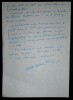 LETTRE AUTOGRAPHE SIGN&Eacute;E &Agrave; L'ABBE MOREL, PARIS, 1982. Arlette Albert-Birot