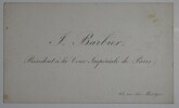 BARBIER Jules - CARTE DE VISITE SIMPLE, COUR IMP&Eacute;RIALE. Jules Barbier