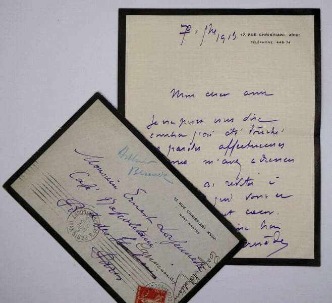 Arthur BERN&Egrave;DE - LETTRE AUTOGRAPHE SIGN&Eacute;E A Ernest [LAFENESTRE], Paris, 1919. Arthur BERN&Egrave;DE