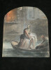 Dessin original au crayon - Sauvetage ou adieu : Sc&egrave;ne poignante sur les eaux, XIX &egrave;me. Anonyme
