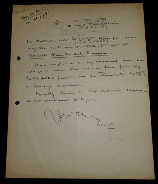 Jean-Louis VAUDOYER - LETTRE AUTOGRAPHE SIGN&Eacute;E, 1928. Jean-Louis Vaudoyer