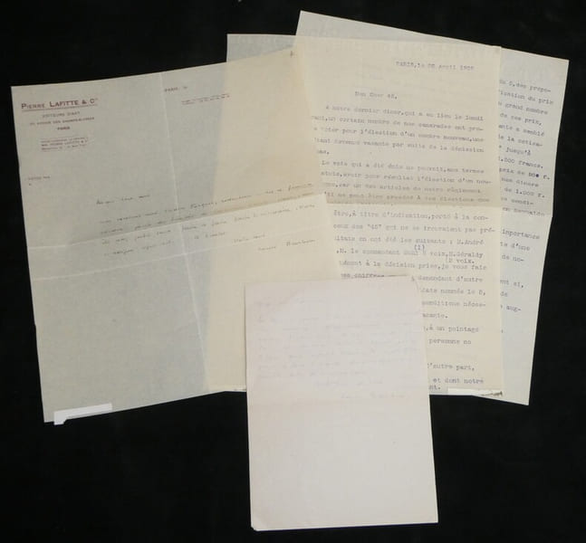 Henri Barbusse Lot de 3 lettres autographes et dactylographi&eacute;e sign&eacute;es 1909 1915. Henri Barbusse