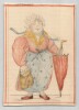 Dessin original d&eacute;but XXe - "Mme Belenfant" - Caricature de femme au parapluie. 