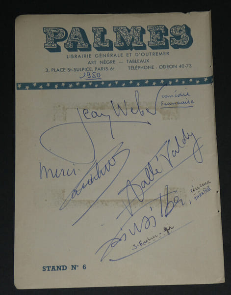 Jean WEBER, Vall&eacute;e VALDY, Lucien BAROUX et d'autres - Autographes issus d'un carnet d'autographes, 1950. Jean WEBER, Vall&eacute;e VALDY, Lucien BAROUX