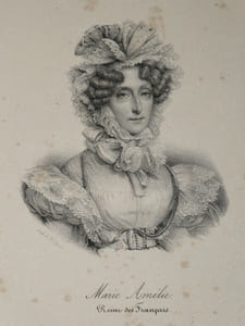 Gravure Marie-Amélie de Bourbon-Siciles Reine des Français, lithographie Delpech