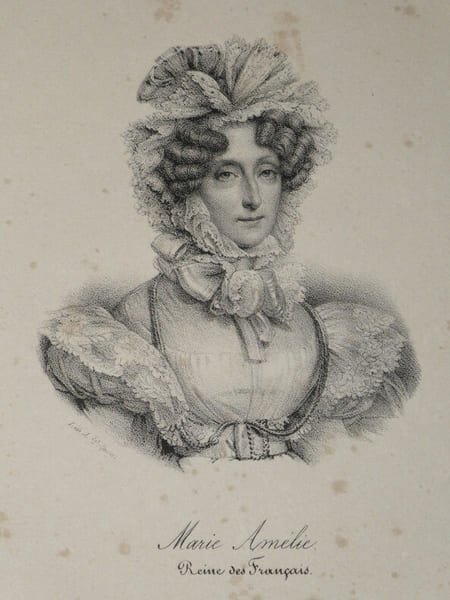 Gravure Marie-Am&eacute;lie de Bourbon-Siciles Reine des Fran&ccedil;ais, lithographie Delpech. Fran&ccedil;ois-S&eacute;raphin Delpech