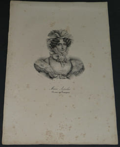 Gravure Marie-Amélie de Bourbon-Siciles Reine des Français, lithographie Delpech