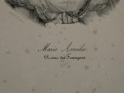 Gravure Marie-Amélie de Bourbon-Siciles Reine des Français, lithographie Delpech