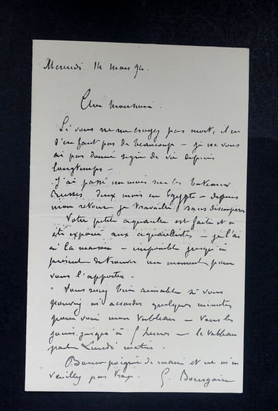 BOURGAIN Gustave - LETTRE AUTOGRAPHE SIGN&Eacute;E, MARS 1894. Gustave Bourgain