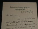 Robert William GENESE - LETTRE AUTOGRAPHE SIGN&Eacute;E, 1899. Robert William GENESE