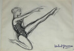 Hubert YENCESSE - Dessin original sign&eacute; au crayon - &Eacute;lan gracieux. Hubert Yencesse