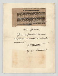 Adolphe Léon Willette - Billet autographe signé de félicitations à G. Hoentschel