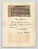 Adolphe L&eacute;on Willette - Billet autographe sign&eacute; de f&eacute;licitations &agrave; G. Hoentschel. Adolphe L&eacute;on Willette