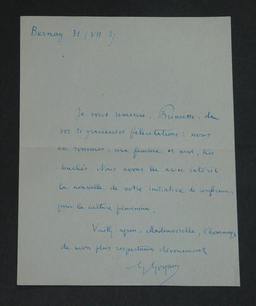 Georges GOYAU - Lettre autographe sign&eacute;e - "culture f&eacute;minine" - 1935. Georges GOYAU