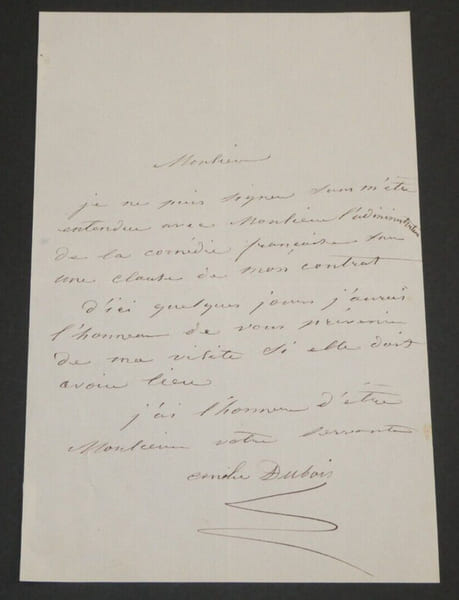 &Eacute;milie DUBOIS - LETTRE AUTOGRAPHE SIGN&Eacute;E. &Eacute;milie DUBOIS